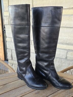 J. Crew Black Leather Tall Booker Boots 6.5 Classic Comfy Western Fall Work